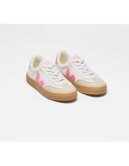 Tênis VEJA VERT Infantil Volley Aircell Branco Rosa Sola Natural