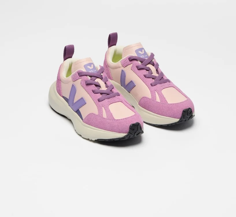 Tênis VEJA VERT Infantil Canary Couro Rosa Roxo 2