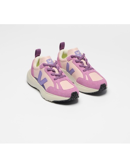 Tênis VEJA VERT Infantil Canary Couro Rosa Roxo