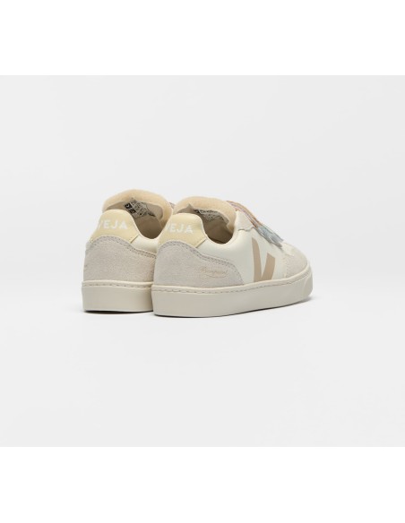 Tênis Infantil VEJA x Bonpoint V-90 Kid Couro Amêndoa Natural