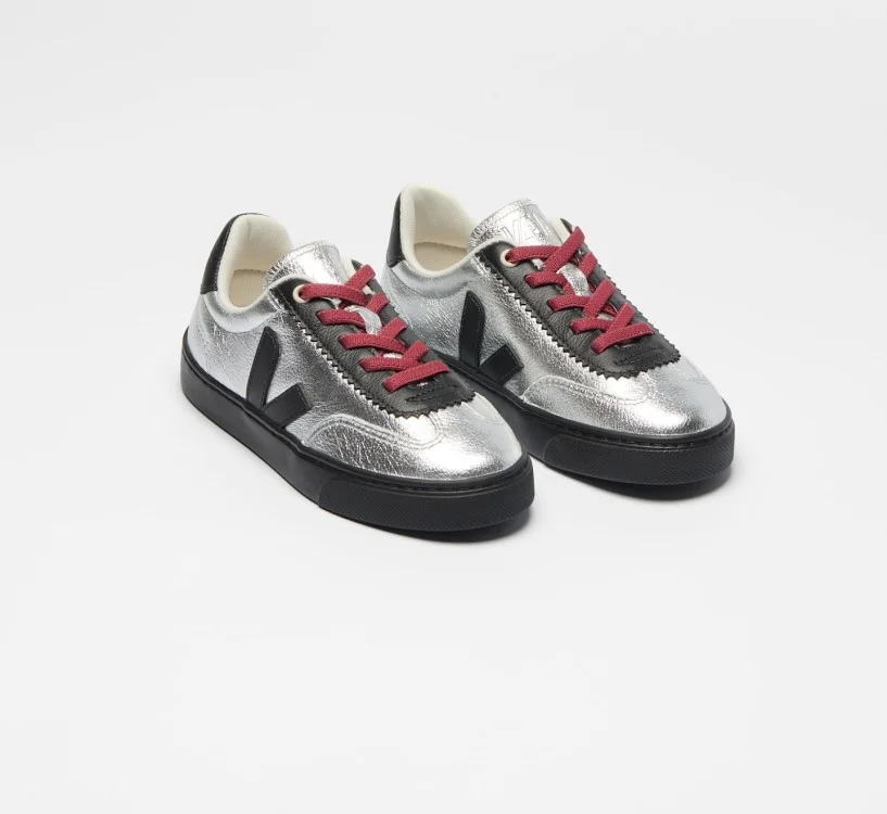 Tênis VEJA VERT Infantil VEJA X Jelly Mallow Couro Prata 2