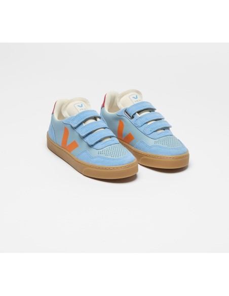 Tênis VEJA VERT Infantil V-90 Kid Couro Steel Fury Natural