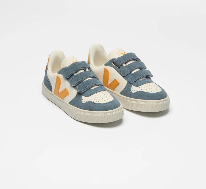 Tênis VEJA VERT Infantil V-10 Kid Couro Branco Ouro California 2