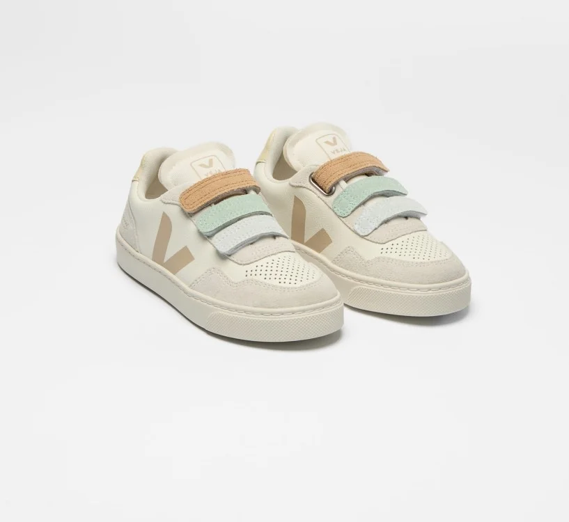 Tênis VEJA VERT Kids V-90 Teen Couro Bonpoint Amêndoa Natural 2