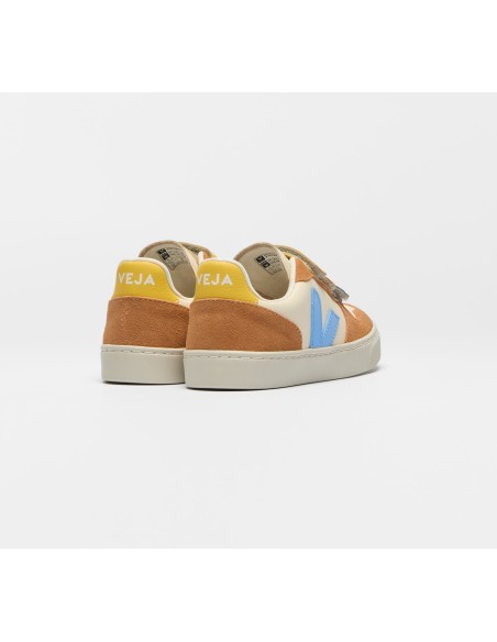 Tênis VEJA VERT Infantil V-10 Junior Couro Bege Azul Umber