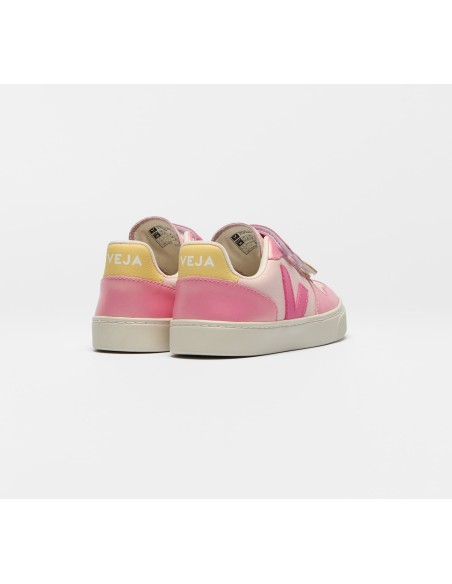 Tênis VEJA VERT Kids V-10 Junior Couro Rosa Brilhante
