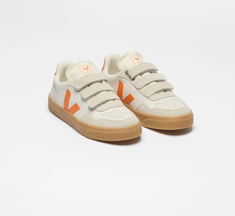 Tênis VEJA VERT Infantil V-90 Junior Couro Branco Fury Natural 2