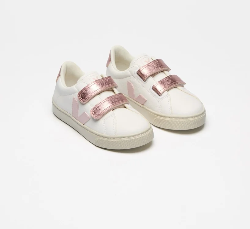 Tênis VEJA VERT Infantil Esplar Couro Branco Petale Nacre 2