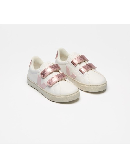 Tênis VEJA VERT Infantil Esplar Couro Branco Petale Nacre