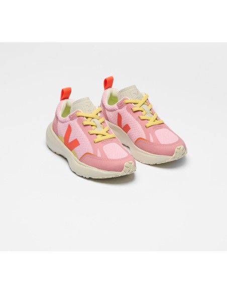 Tênis VEJA VERT Infantil Canary Alveomesh Rosa Laranja