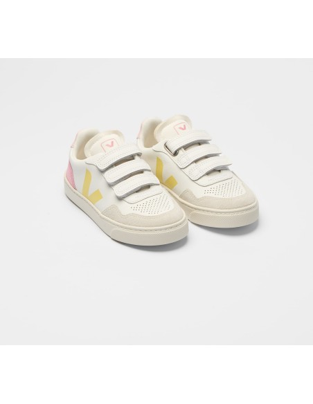 Tênis VEJA VERT Infantil V-90 Teen Couro Branco Aurora Glimmer