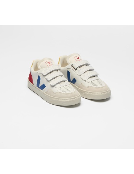 Tênis VEJA VERT Infantil V-90 Teen Couro Branco Indigo Pepper