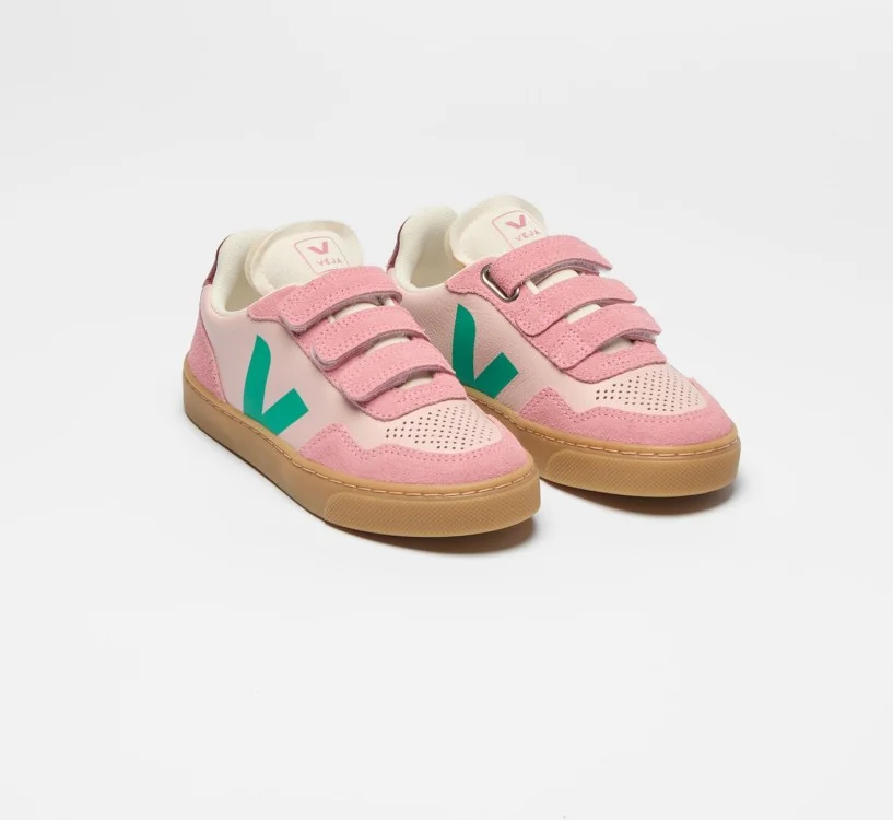 Tênis VEJA VERT Infantil V-90 Teen Couro Rosa Sola Natural 2