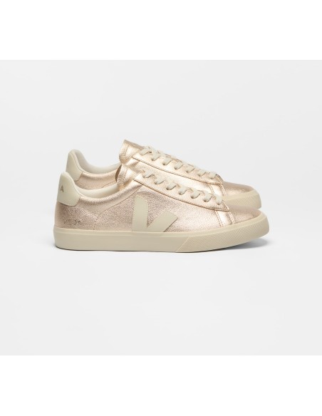 Tênis VEJA VERT Feminino Campo Couro Prateado