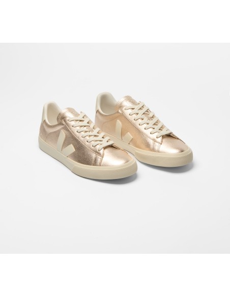 Tênis VEJA VERT Feminino Campo Couro Prateado