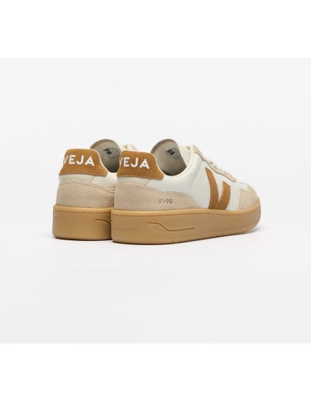 Tênis VEJA VERT Feminino V-90 Couro Caramelo Amêndoa