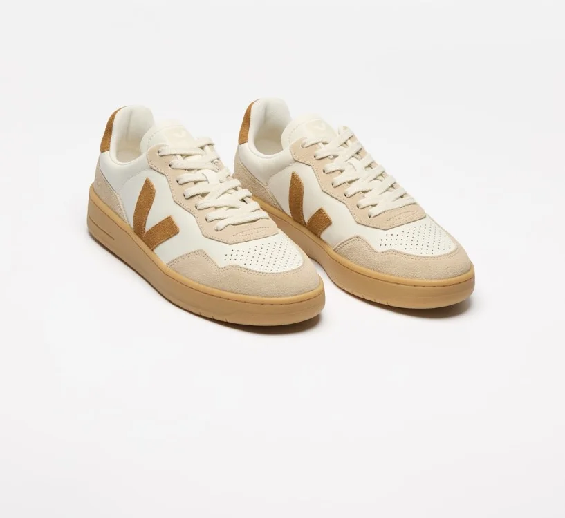 Tênis VEJA VERT Feminino V-90 Couro Caramelo Amêndoa 2