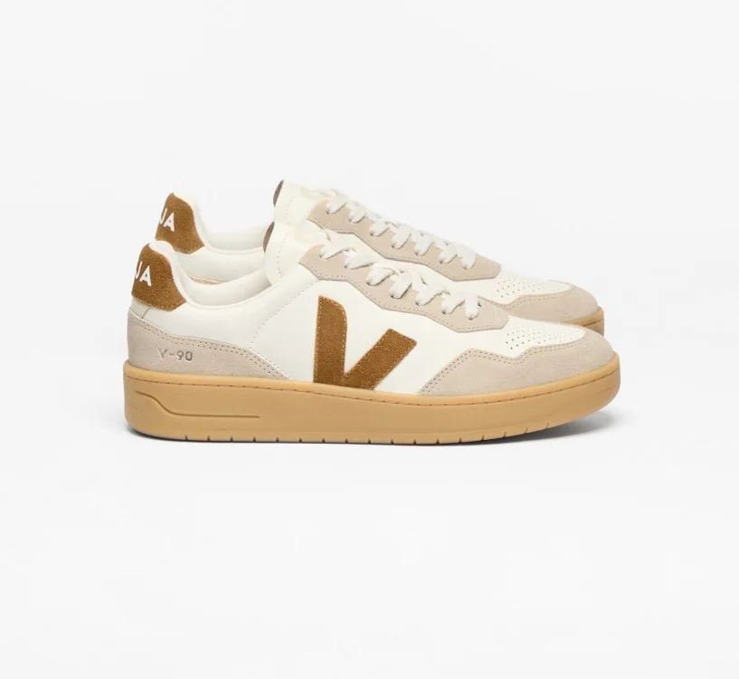 Tênis VEJA VERT Masculino V-90 Couro Camel Almond Natural