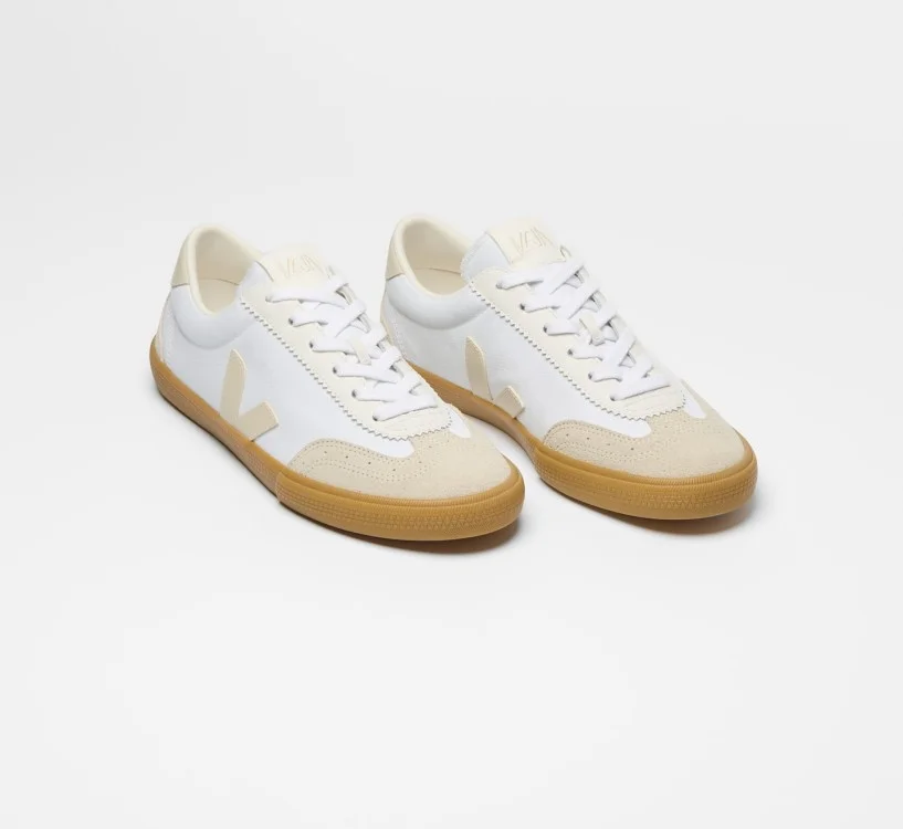 Tênis VEJA VERT Feminino Volley Canvas Branco Pierre Natural 2
