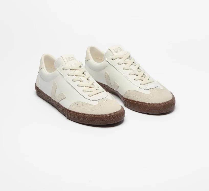 Tênis VEJA VERT Masculino Volley Couro Branco Natural Bark 2
