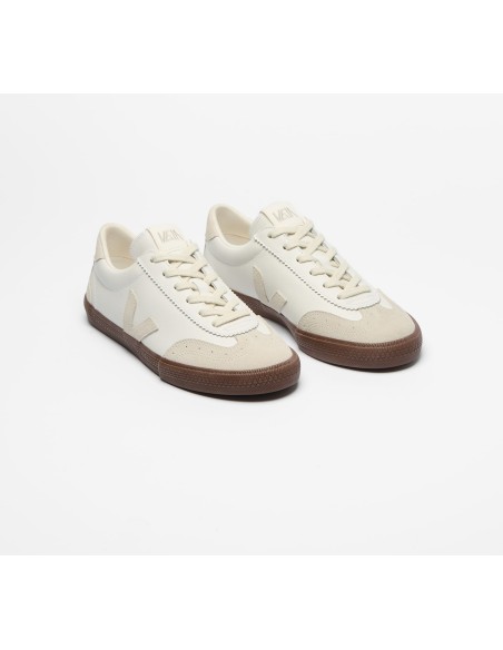 Tênis VEJA VERT Feminino Volley Couro Branco Natural Bark