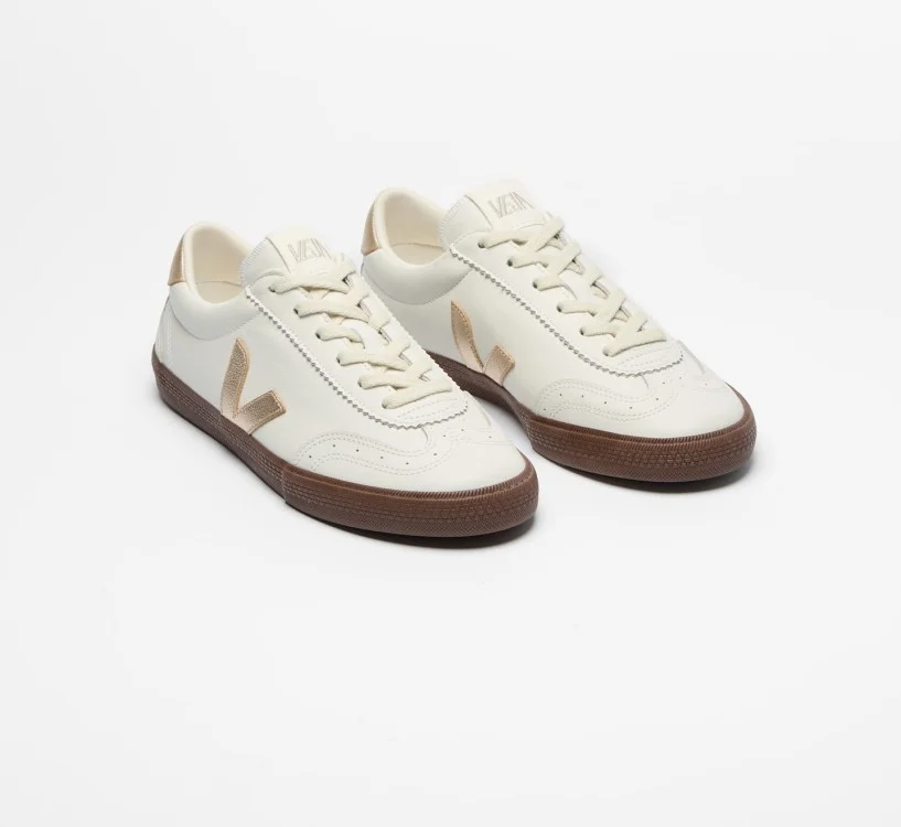 Tênis VEJA VERT Feminino Volley Couro Branco Platine Bark 2