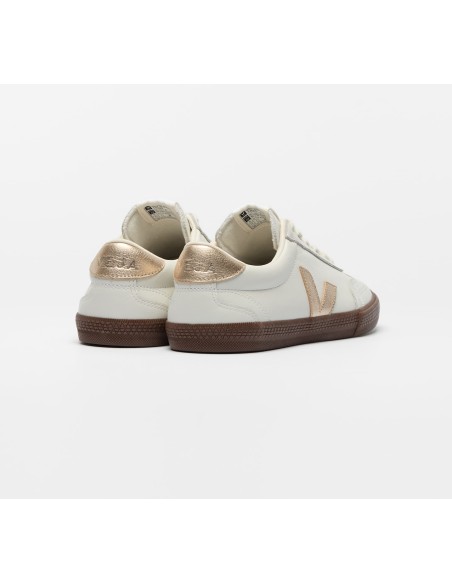 Tênis VEJA VERT Feminino Volley Couro Branco Platine Bark