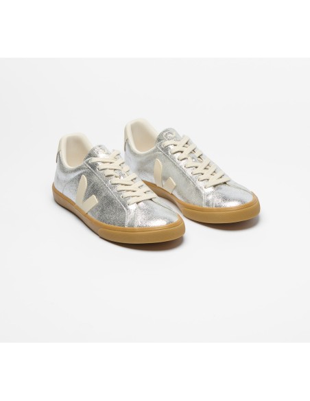 Tênis VEJA VERT Feminino Esplar Camurça Prata Pierre Natural
