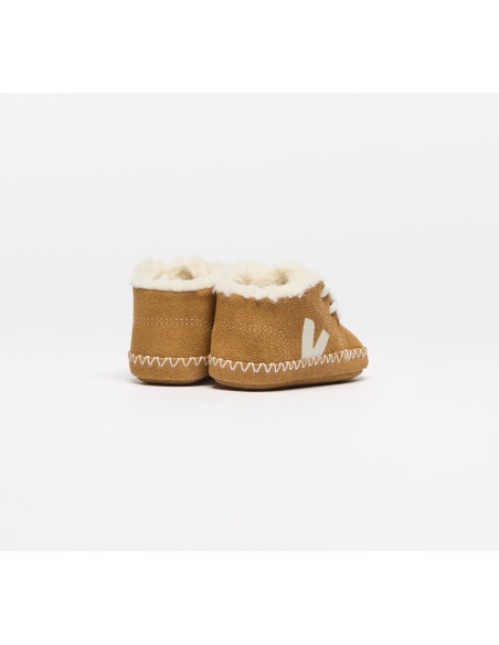 Tênis VEJA Infantil Baby Fured Couro Camurça Camel Pierre