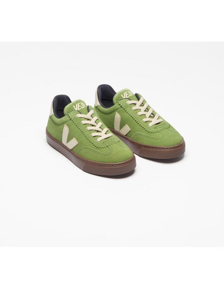 Tênis VEJA Infantil Kid Volley Elastic Laces Couro Camurça Kiwi Pierre Bark