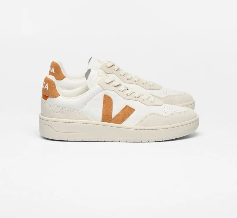Tênis VEJA Feminino V-90 Couro Branco Umber VEJA - VERT Oficial