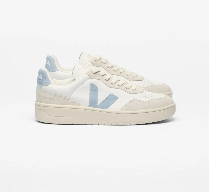Tênis VEJA Feminino V-90 Couro Branco Steel VEJA - VERT Oficial