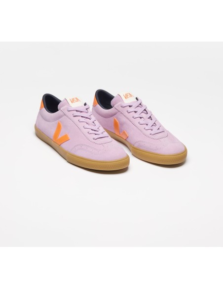 Tênis VEJA Feminino Volley V-90 Suede Orchid Fury Natural