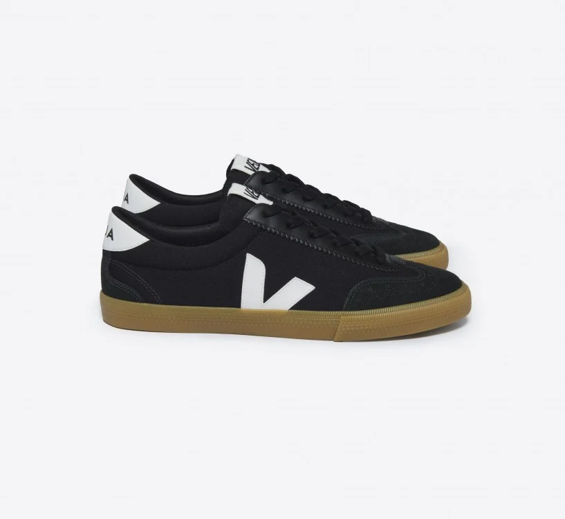 Tênis VEJA Masculino Volley Algodão Preto Branco Natural VEJA - VERT Oficial