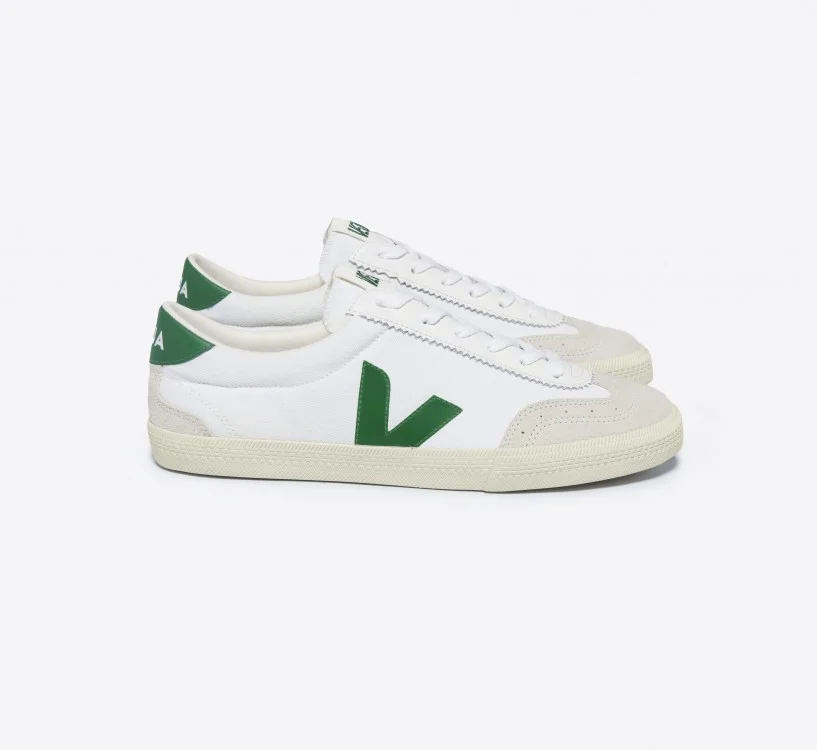 Tênis VEJA Feminino Volley Algodão Branco Emeraude VEJA - VERT Oficial