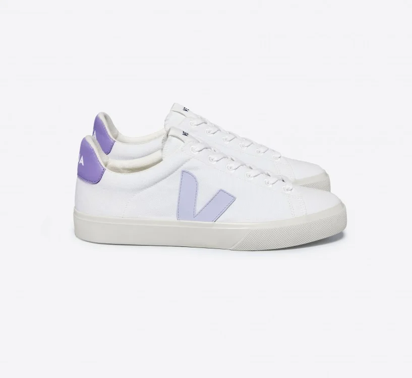 Tênis VEJA Feminino Campo Algodão Branco Swan Lavande VEJA - VERT Oficial