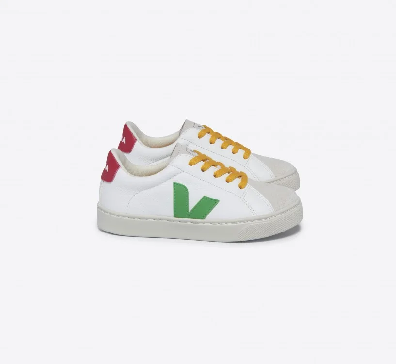 Tênis VEJA Infantil Esplar Laces Couro Branco Leaf Pekin VEJA - VERT Oficial