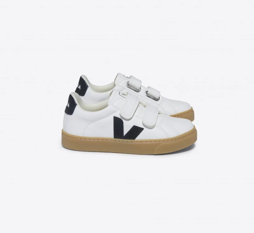 Tênis VEJA Infantil Esplar Júnior - Couro Branco Preto Natural VEJA - VERT Oficial