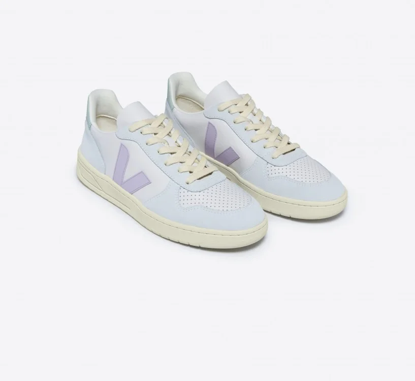 Tênis VEJA Feminino V-10 Couro Gravel Parme Menthol VEJA - VERT Oficial 2