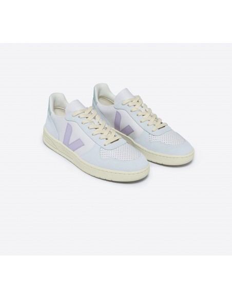 Tênis VEJA Feminino V-10 Couro Gravel Parme Menthol VEJA - VERT Oficial