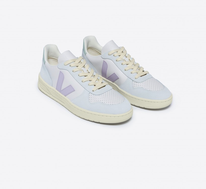 Tênis VEJA Masculino V-10 Couro Gravel Parme Menthol VEJA - VERT Oficial 2