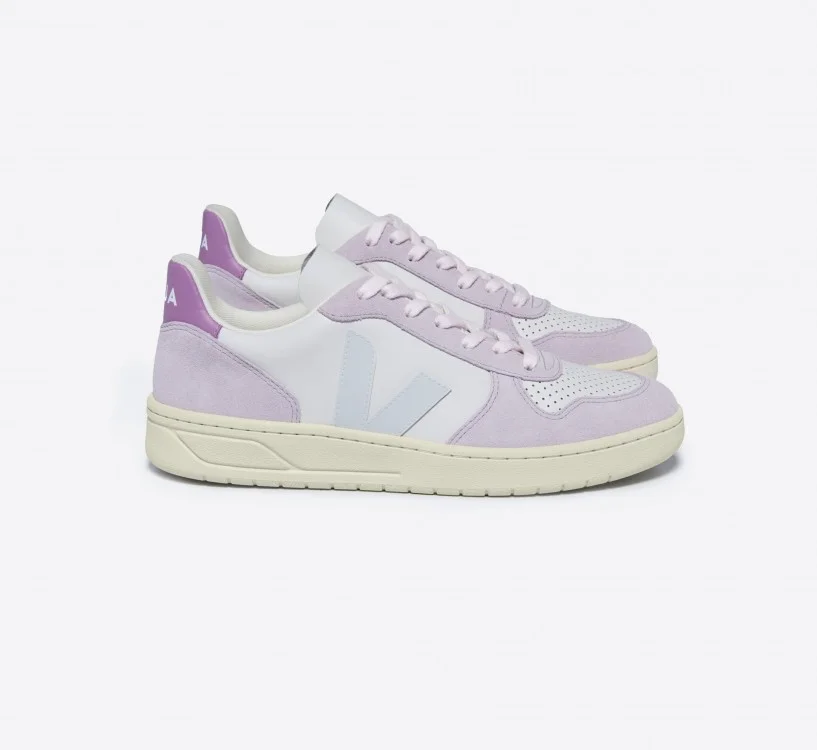 Tênis VEJA Feminino V-10 Couro Gravel Menthol Parme VEJA - VERT Oficial