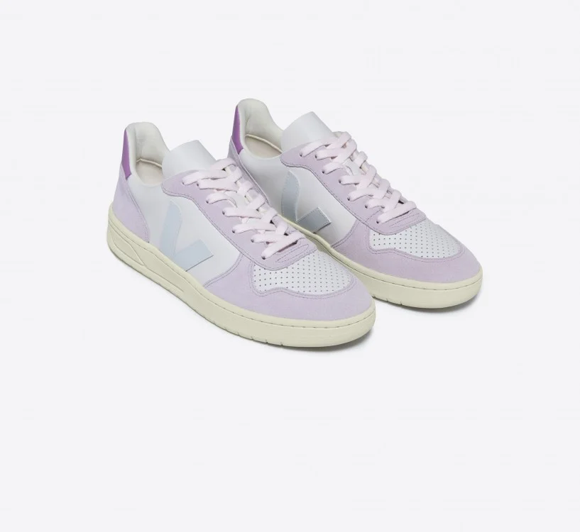 Tênis VEJA Feminino V-10 Couro Gravel Menthol Parme VEJA - VERT Oficial 2