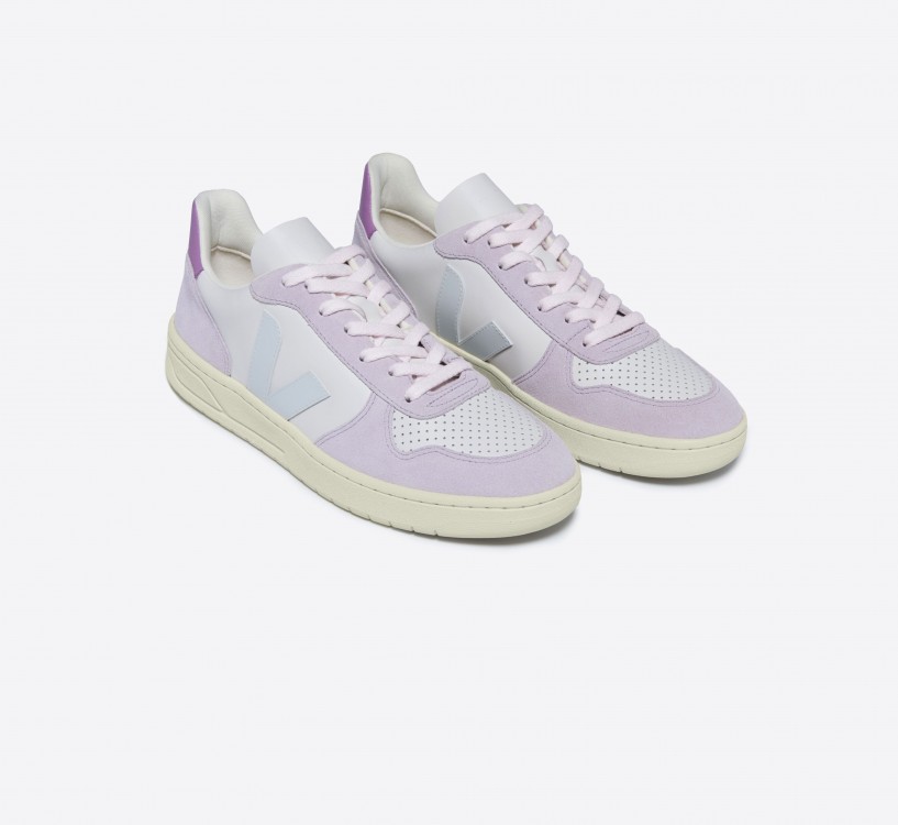 Tênis VEJA Masculino V-10 Couro Gravel Menthol Parme VEJA - VERT Oficial 2