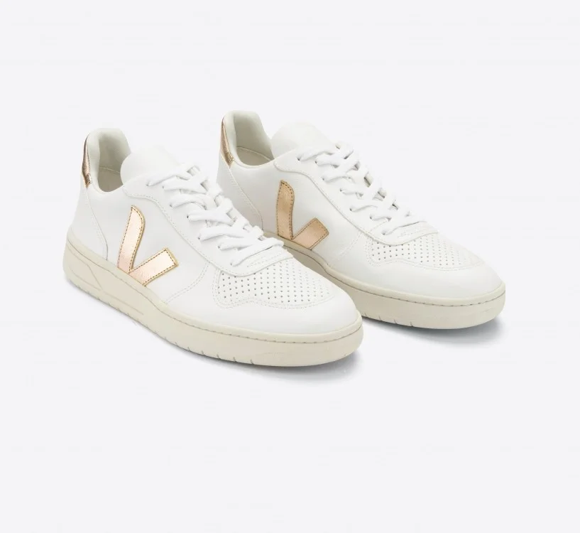 Tênis VEJA Feminino V-10 Couro Branco Platine VEJA - VERT Oficial 2