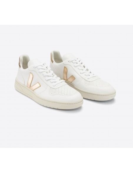 Tênis VEJA Feminino V-10 Couro Branco Platine VEJA - VERT Oficial