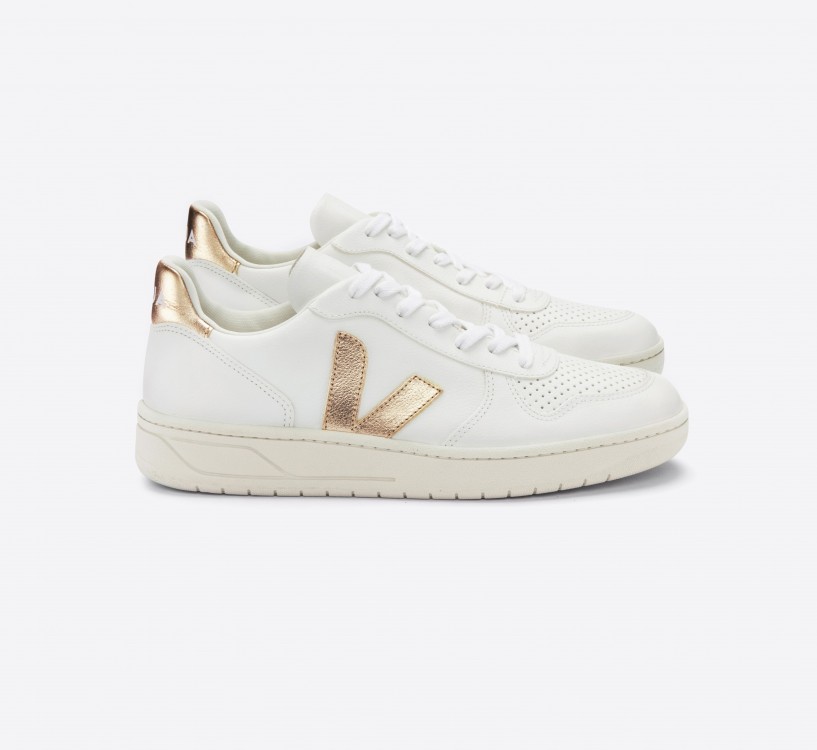 Tênis VEJA Masculino V-10 Couro Branco Platine VEJA - VERT Oficial