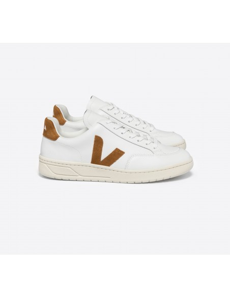 Tênis VEJA Feminino V-12 Couro Branco Camel VEJA - VERT Oficial