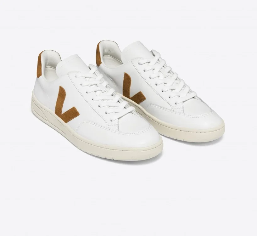 Tênis VEJA Feminino V-12 Couro Branco Camel VEJA - VERT Oficial 2