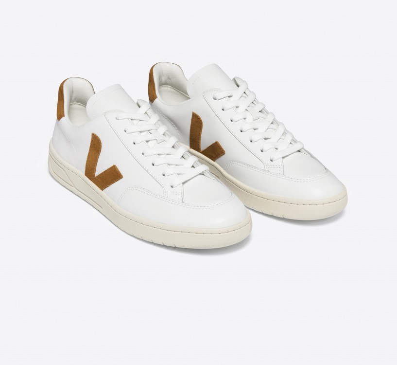 Tênis VEJA Masculino V-12 Couro Branco Camel VEJA - VERT Oficial 2